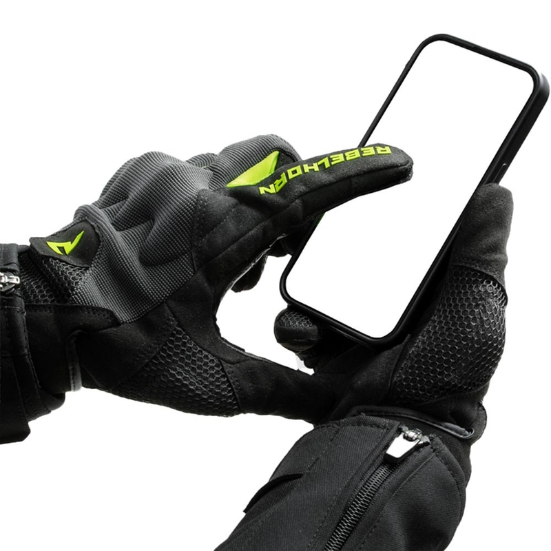 Moto rokavice Rebelhorn Core črno-sivo-fluo rumene