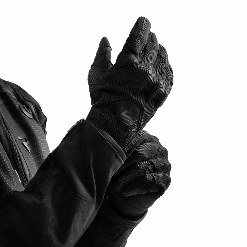 Moto rokavice Rebelhorn Core črno-sivo-fluo rumene