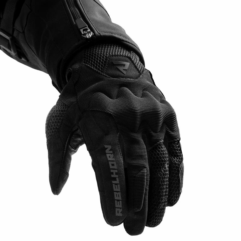 Moto rokavice Rebelhorn Core črno-sivo-fluo rumene