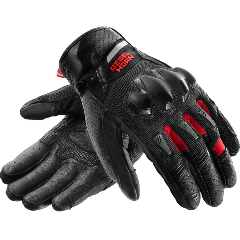 Moto rokavice Rebelhorn Defender črno-rdeče