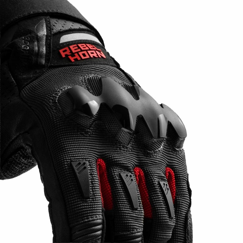 Moto rokavice Rebelhorn Defender črno-rdeče