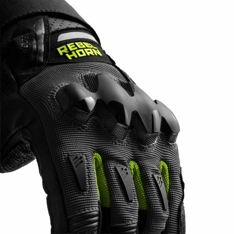 Moto rokavice Rebelhorn Defender črno-sivo-fluo rumene