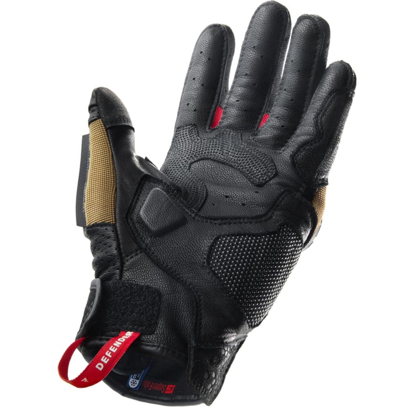 Moto rokavice Rebelhorn Defender peščeno-črne-rdeče