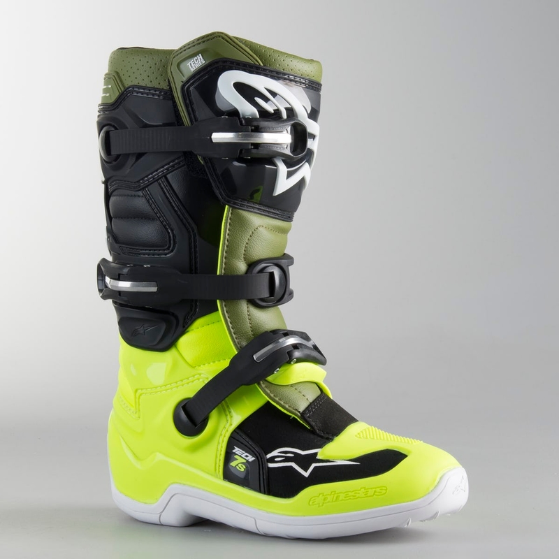 Alpinestars Tech 7 S Black-Green-Fluo Yellow Otroški motoristični škornji