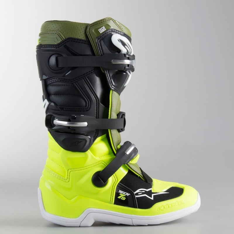 Alpinestars Tech 7 S Black-Green-Fluo Yellow Otroški motoristični škornji