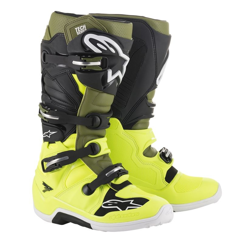 Alpinestars Tech 7 S Black-Green-Fluo Yellow Otroški motoristični škornji