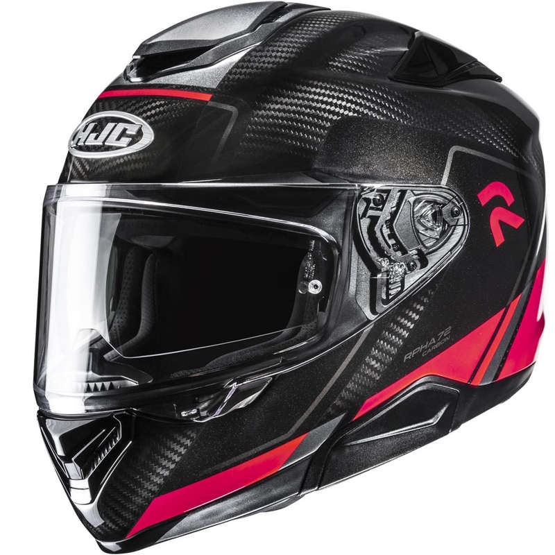 Moto čelada HJC RPHA 72 Carbon Fynex MC1 z integriranim obrazom, črno-rdeča