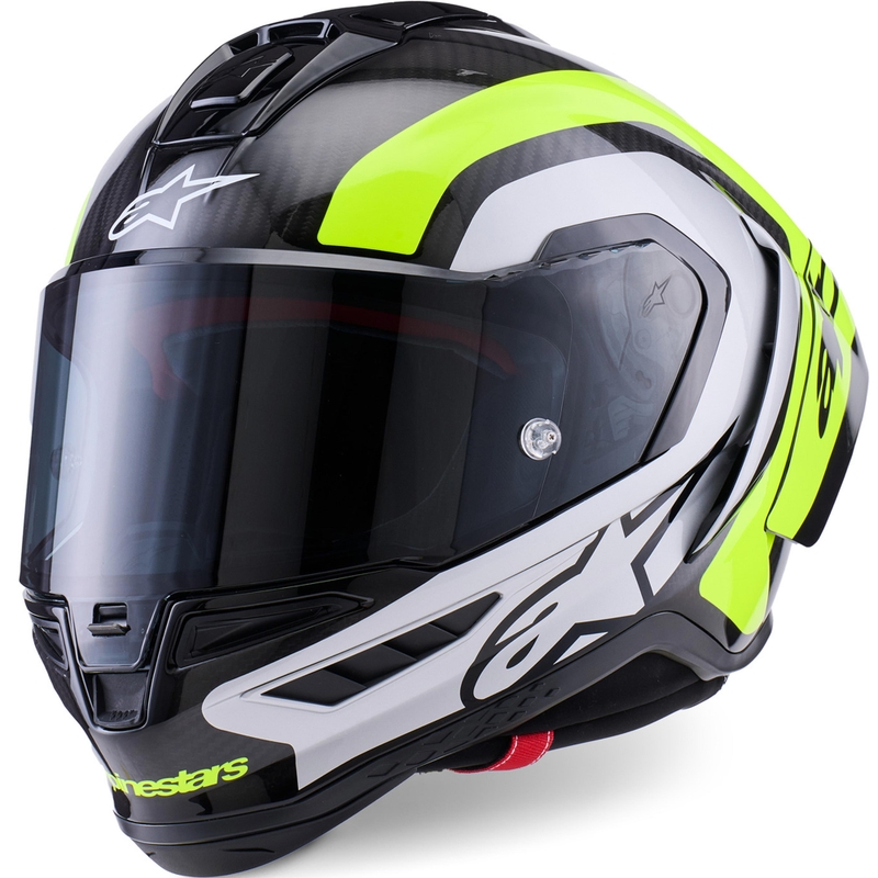 Alpinestars Supertech R10 Arius motoristična čelada z integriranim obrazom črno-fluo rumeno-bela