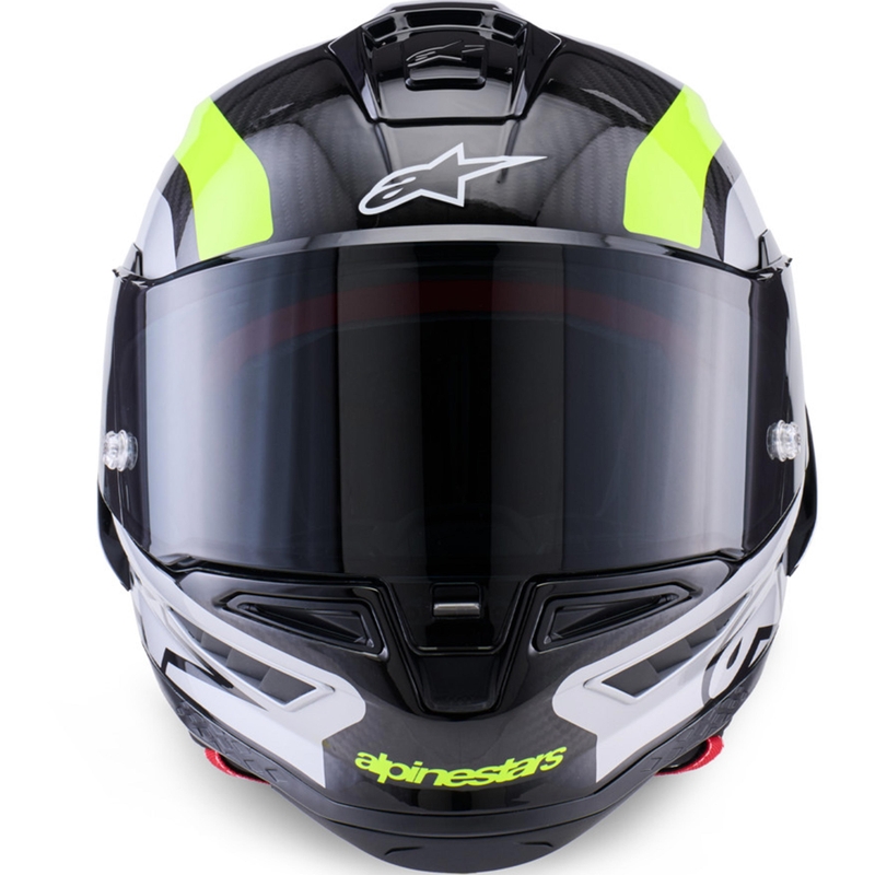Alpinestars Supertech R10 Arius motoristična čelada z integriranim obrazom črno-fluo rumeno-bela