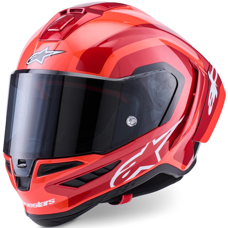 Alpinestars Supertech R10 Arius motoristična čelada z integriranim obrazom, fluo rdeča-rdeča-črna-bela