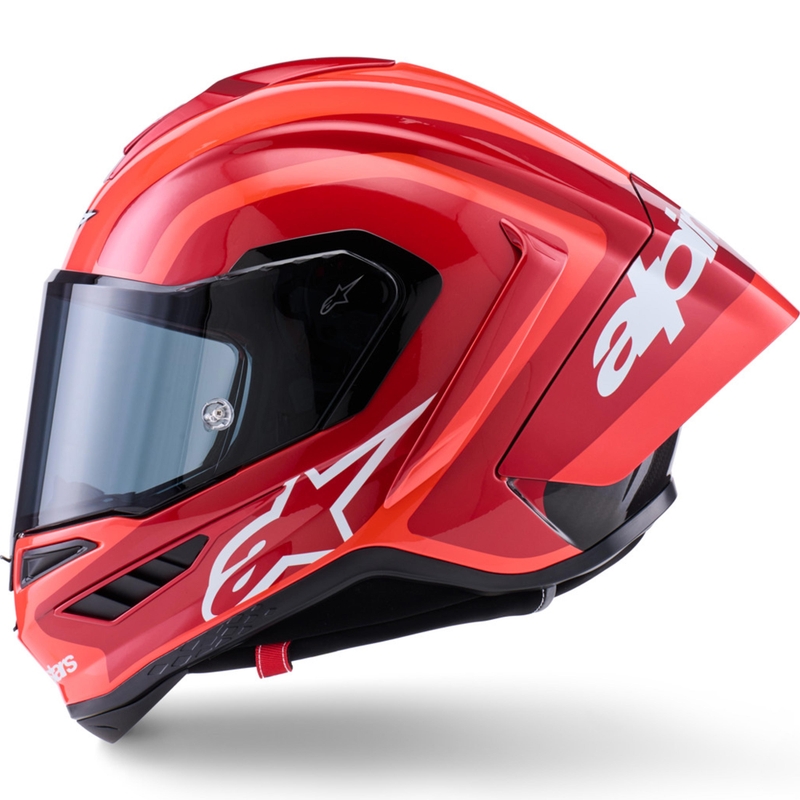 Alpinestars Supertech R10 Arius motoristična čelada z integriranim obrazom, fluo rdeča-rdeča-črna-bela