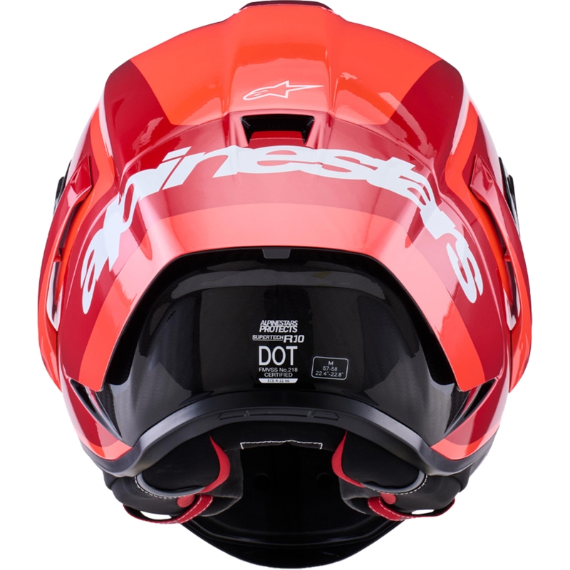 Alpinestars Supertech R10 Arius motoristična čelada z integriranim obrazom, fluo rdeča-rdeča-črna-bela