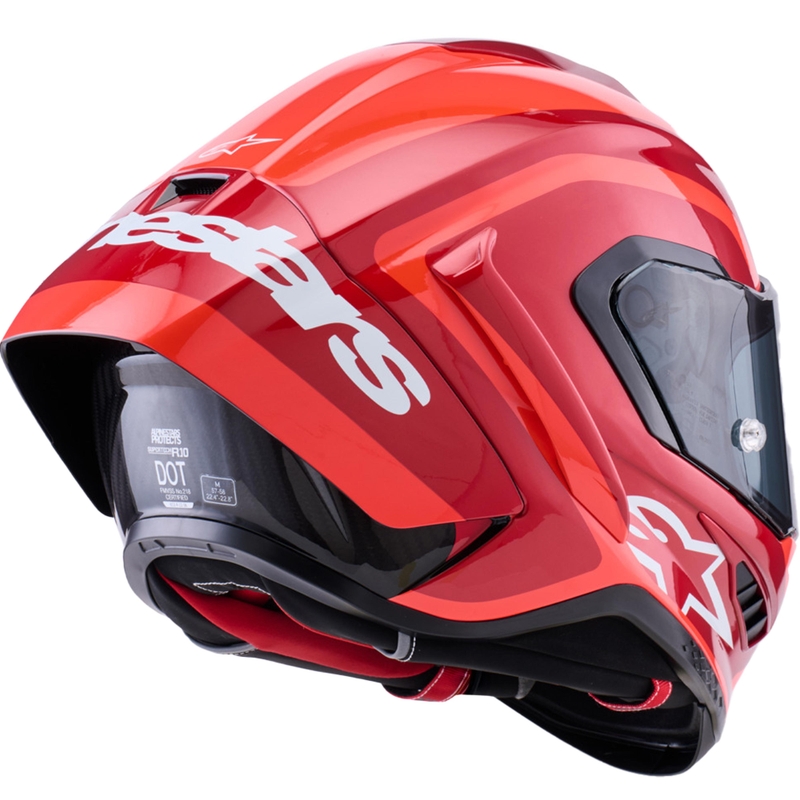 Alpinestars Supertech R10 Arius motoristična čelada z integriranim obrazom, fluo rdeča-rdeča-črna-bela