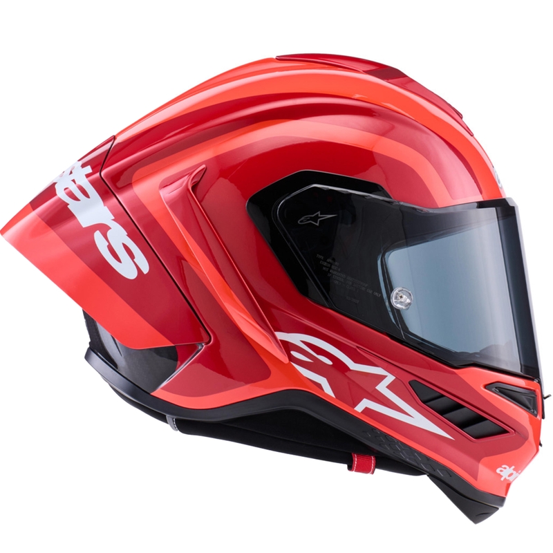 Alpinestars Supertech R10 Arius motoristična čelada z integriranim obrazom, fluo rdeča-rdeča-črna-bela
