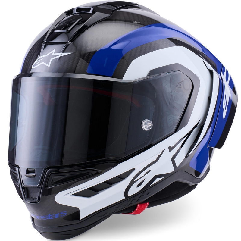 Alpinestars Supertech R10 Arius motoristična čelada z integriranim obrazom, črno-modro-bela
