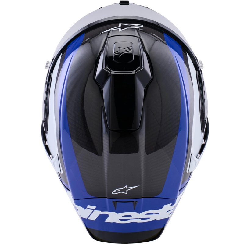Alpinestars Supertech R10 Arius motoristična čelada z integriranim obrazom, črno-modro-bela
