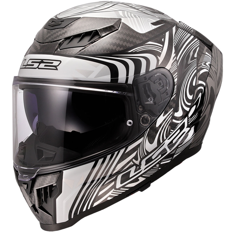Motoristična čelada LS2 FF807 Dragon Carbon Enthum, sijoča srebrna