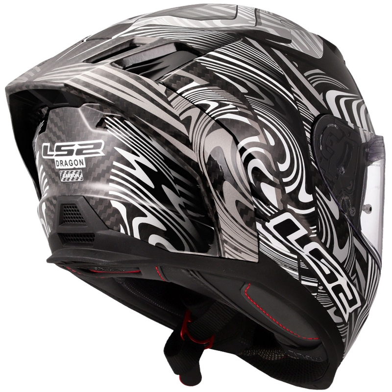 Motoristična čelada LS2 FF807 Dragon Carbon Enthum, sijoča srebrna