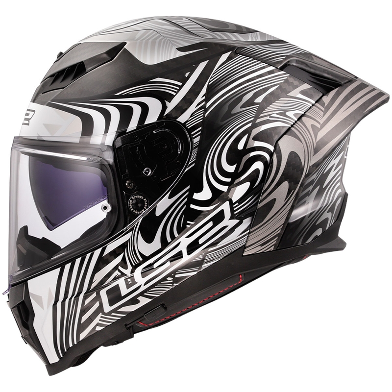 Motoristična čelada LS2 FF807 Dragon Carbon Enthum, sijoča srebrna