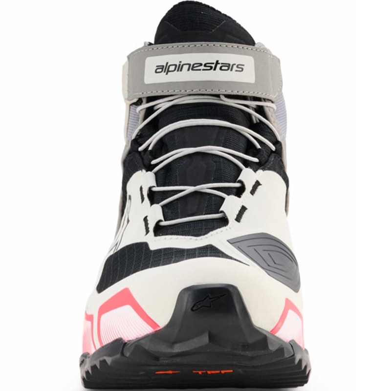 Ženski motoristični škornji Alpinestars Stella CR-X Drystar, bela-svetlo siva-črna-fluo roza