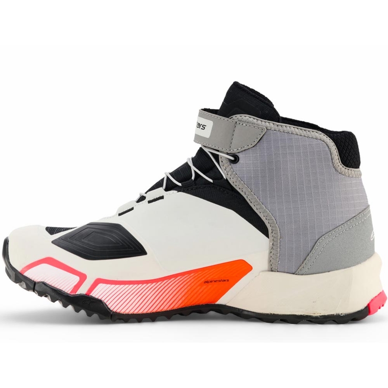 Ženski motoristični škornji Alpinestars Stella CR-X Drystar, bela-svetlo siva-črna-fluo roza