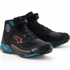Moto škornji Alpinestars CR-X Drystar črno-modro-fluo oranžna