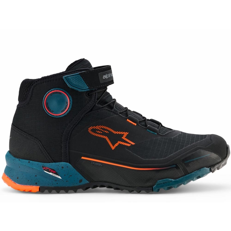 Moto škornji Alpinestars CR-X Drystar črno-modro-fluo oranžna