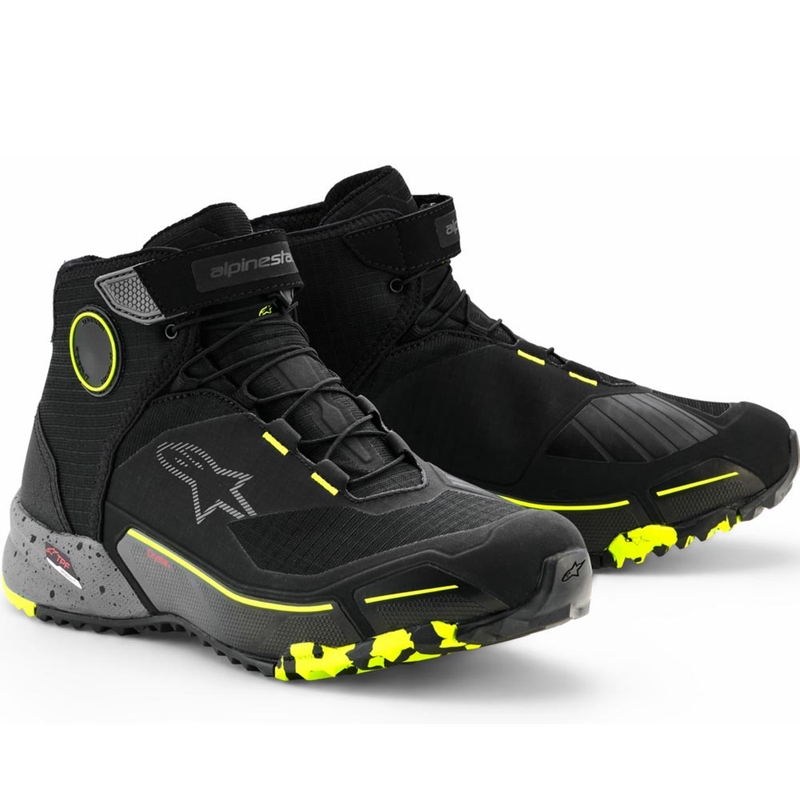 Moto škornji Alpinestars CR-X Drystar črno-temno sivo-fluo rumeni