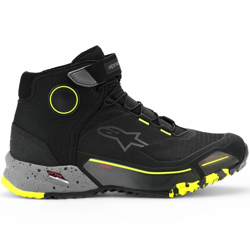 Moto škornji Alpinestars CR-X Drystar črno-temno sivo-fluo rumeni