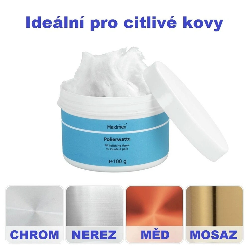 Čistilna in polirajoča vata za krom in kovine Maximex 100 g