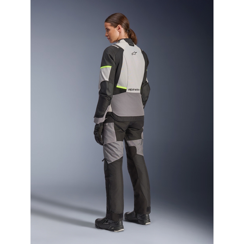 Ženska motoristična jakna Alpinestars Stella Andes V4 Drystar, temno siva-svetlo siva-črna-fluo rumena