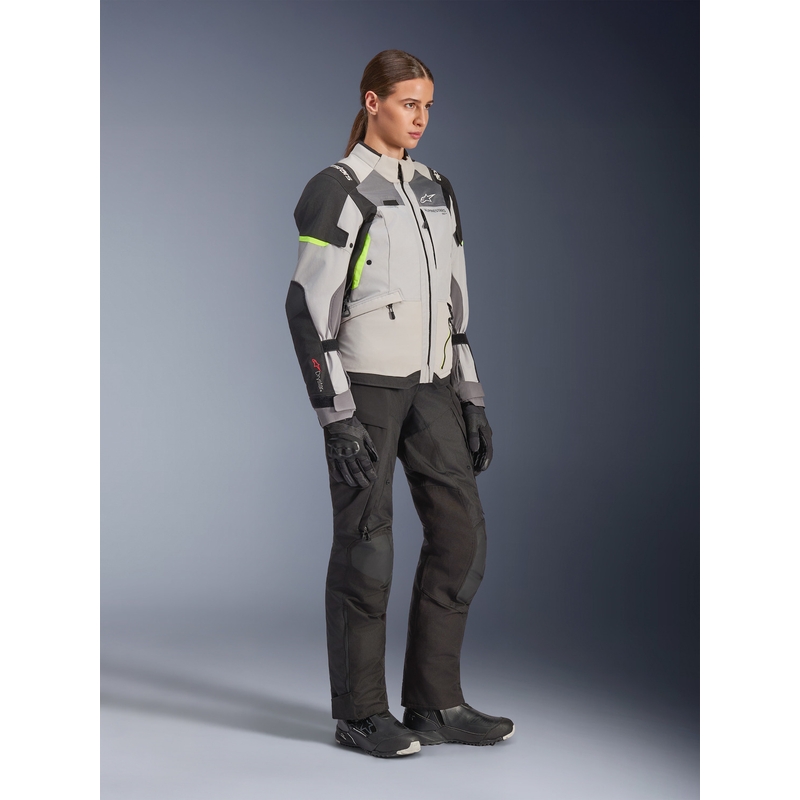 Ženska motoristična jakna Alpinestars Stella Andes V4 Drystar, temno siva-svetlo siva-črna-fluo rumena