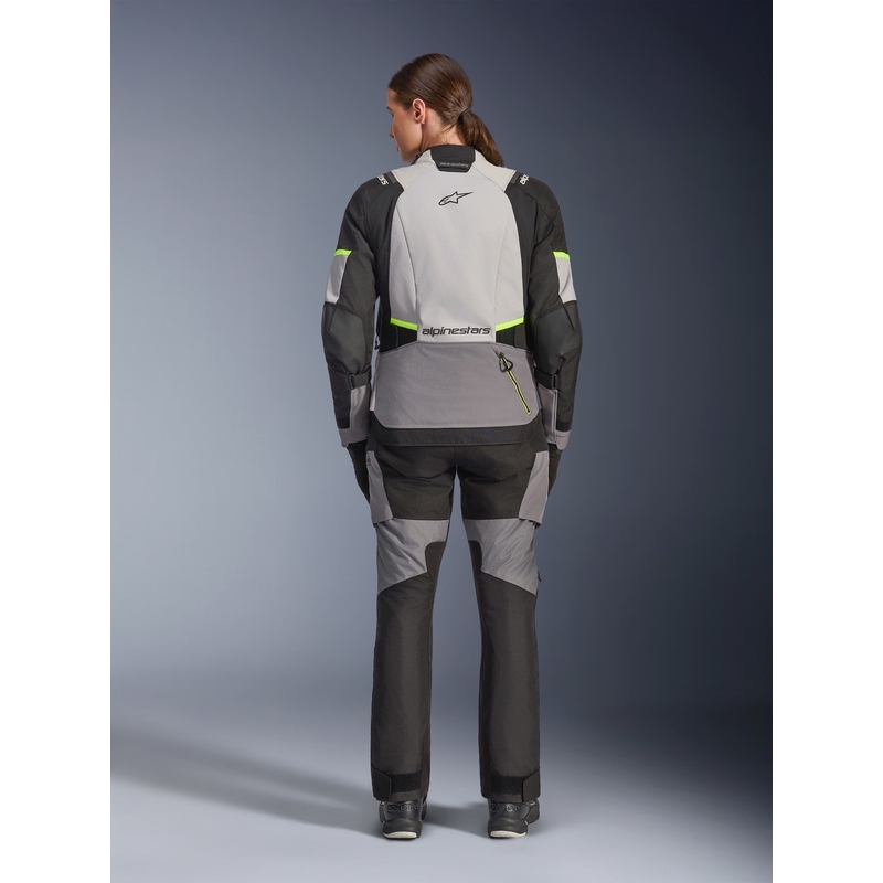 Ženska motoristična jakna Alpinestars Stella Andes V4 Drystar, temno siva-svetlo siva-črna-fluo rumena