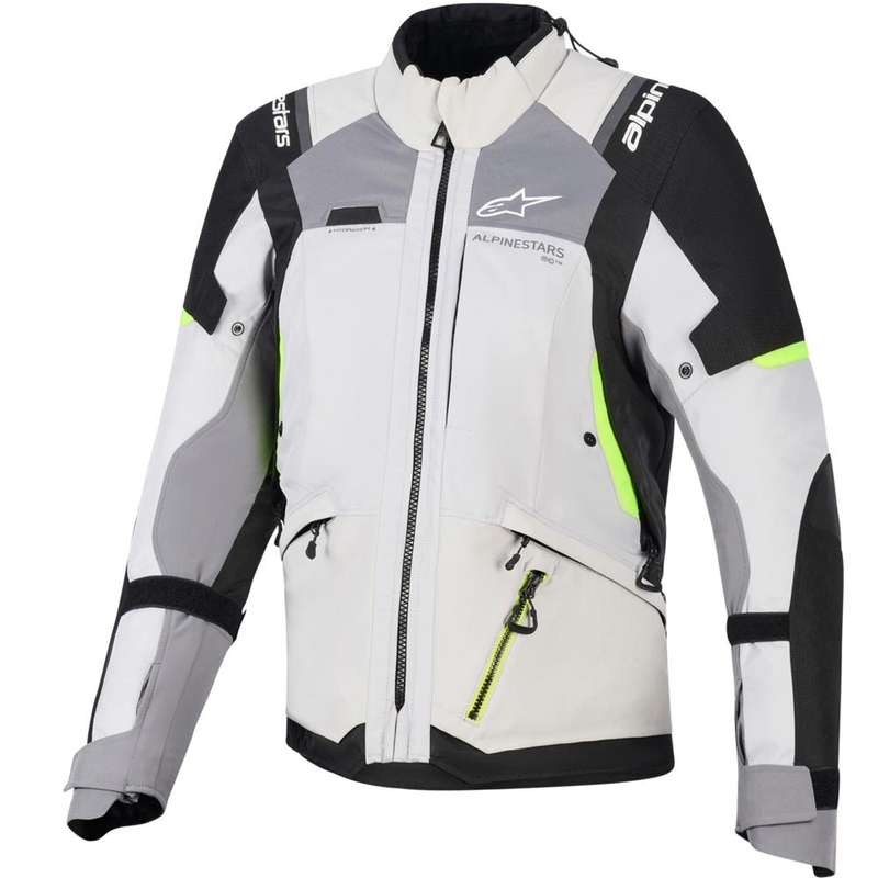 Ženska motoristična jakna Alpinestars Stella Andes V4 Drystar, temno siva-svetlo siva-črna-fluo rumena