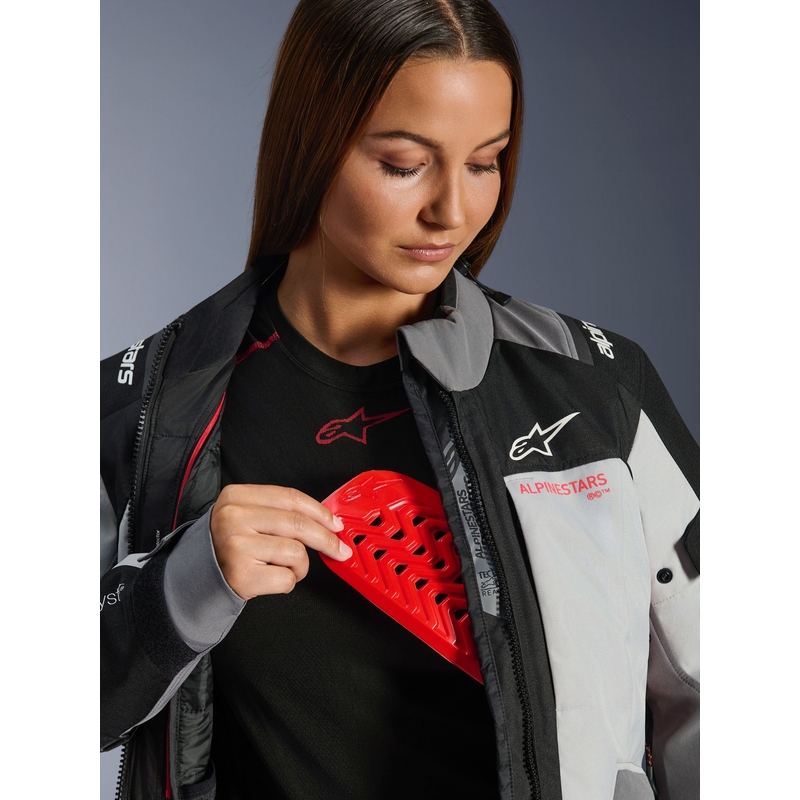 Ženska motoristična jakna Alpinestars Stella Andes V4 Drystar temno siva-svetlo siva-črna-rdeča