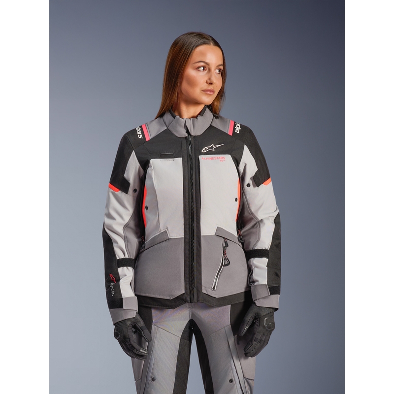 Ženska motoristična jakna Alpinestars Stella Andes V4 Drystar temno siva-svetlo siva-črna-rdeča