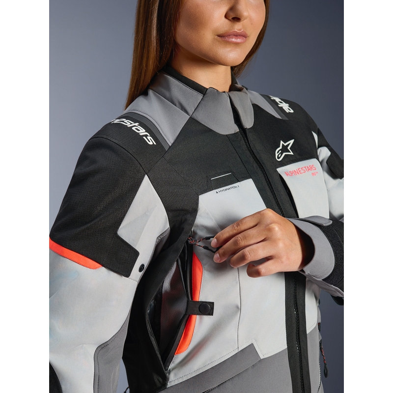 Ženska motoristična jakna Alpinestars Stella Andes V4 Drystar temno siva-svetlo siva-črna-rdeča