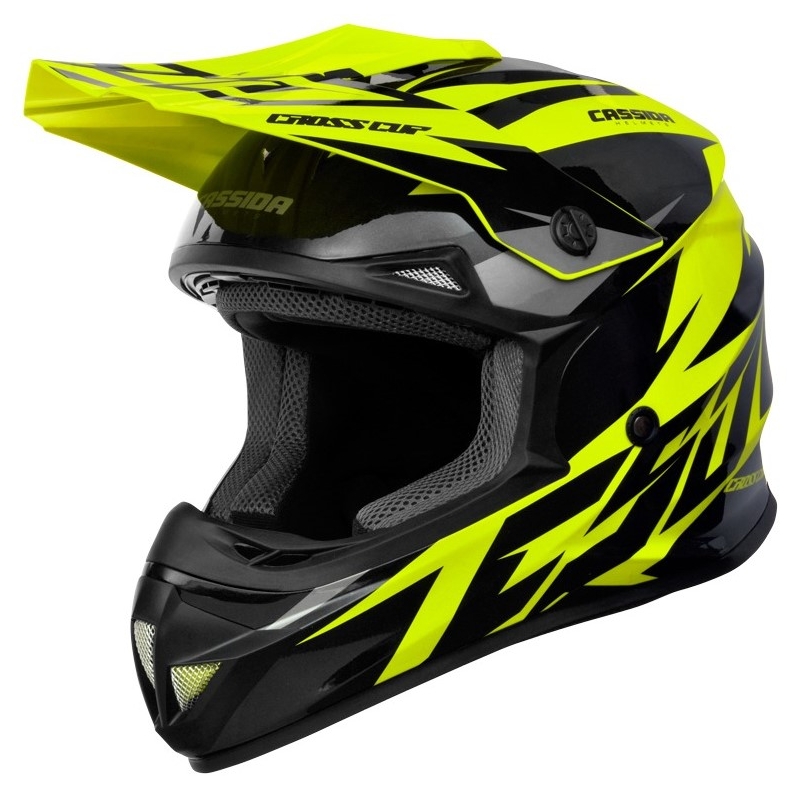 Cassida Cross Cup Two motokros čelada črno-sivo-fluo rumena