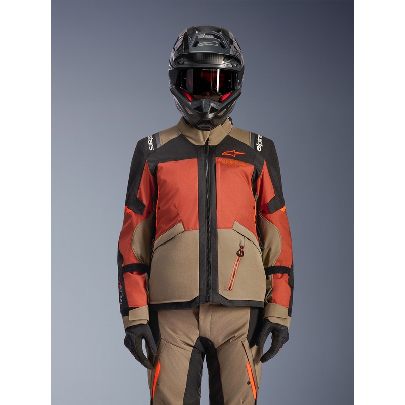 Moto jakna Alpinestars Andes V4 Drystar svetlo rjava-temno oranžna-črna