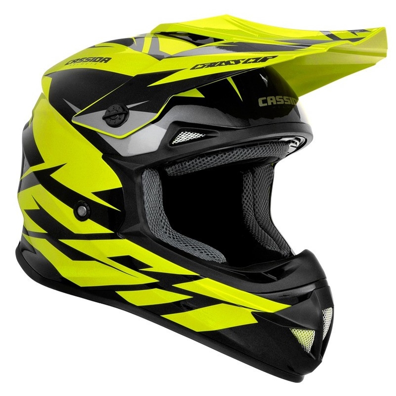 Cassida Cross Cup Two motokros čelada črno-sivo-fluo rumena