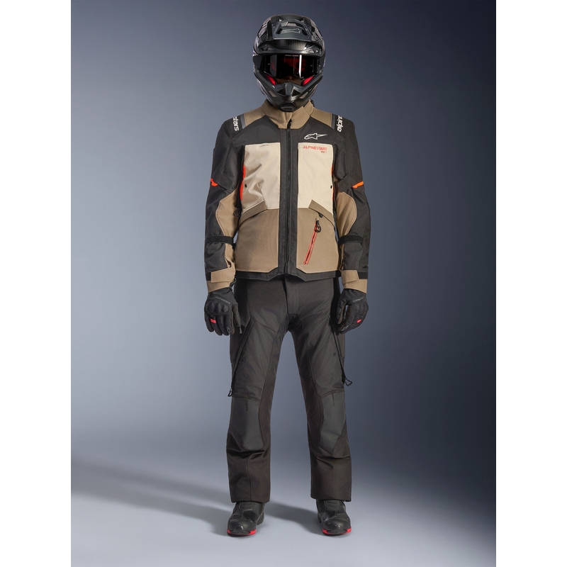 Moto jakna Alpinestars Andes V4 Drystar krem-svetlo rjava-črna-fluo oranžna