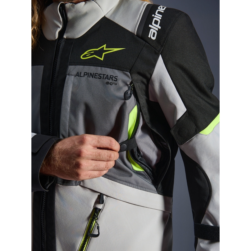 Moto jakna Alpinestars Andes V4 Drystar temno siva-svetlo siva-črna-fluo rumena