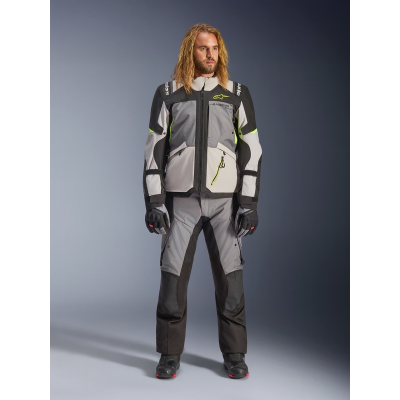 Moto jakna Alpinestars Andes V4 Drystar temno siva-svetlo siva-črna-fluo rumena
