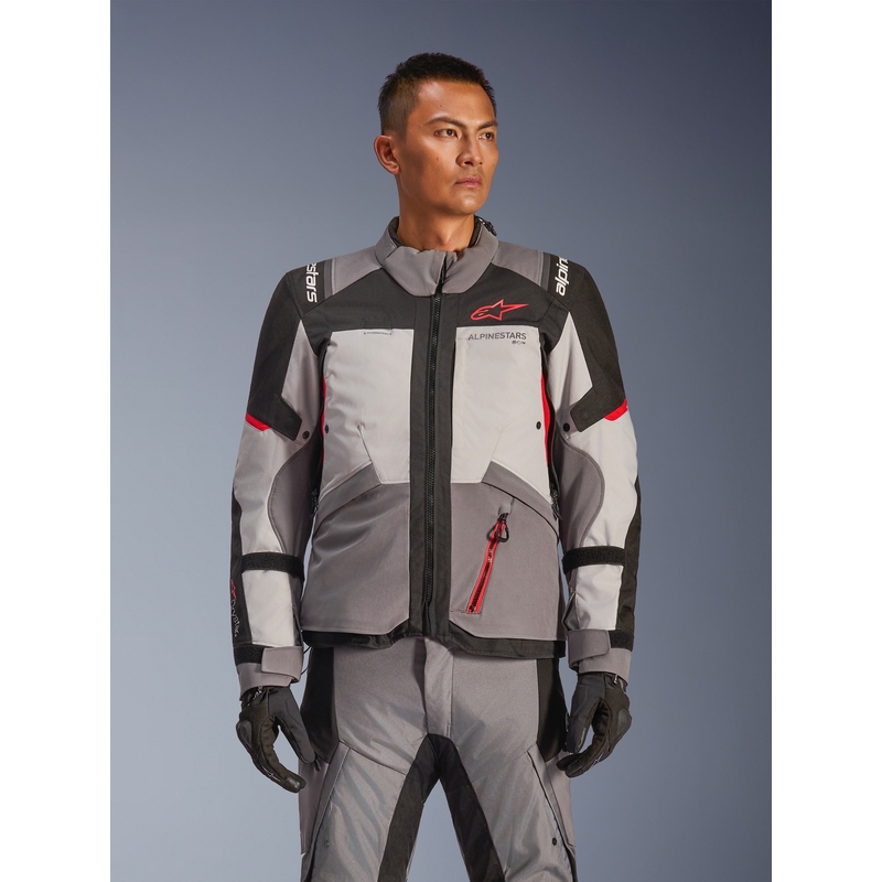 Moto jakna Alpinestars Andes V4 Drystar temno siva-svetlo siva-črna-rdeča