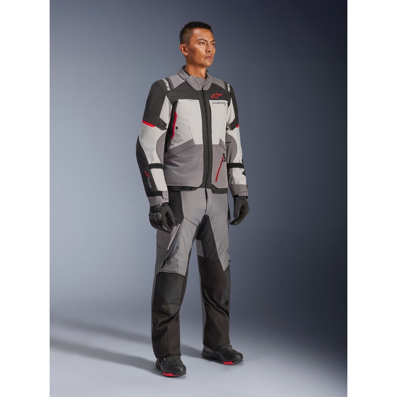 Moto jakna Alpinestars Andes V4 Drystar temno siva-svetlo siva-črna-rdeča