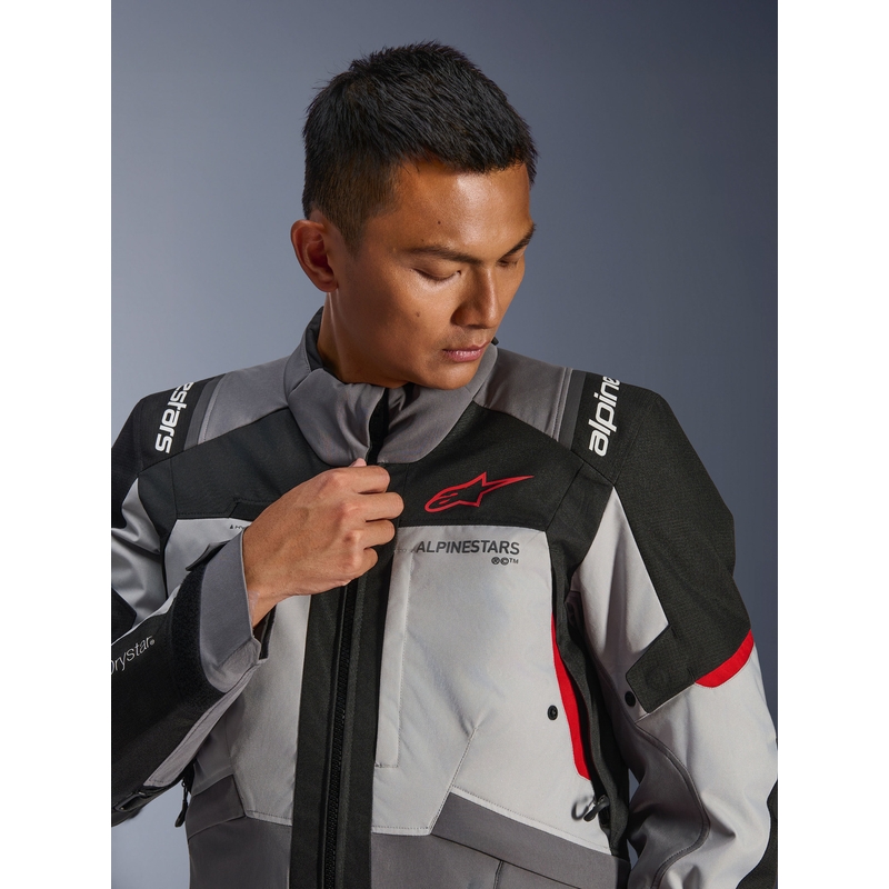 Moto jakna Alpinestars Andes V4 Drystar temno siva-svetlo siva-črna-rdeča