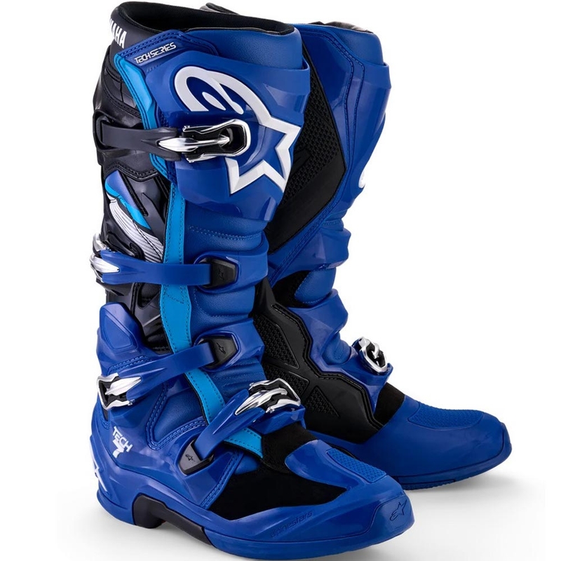 Motokros škornji Alpinestars TECH 7 YAMAHA modro-belo-črna kolekcija