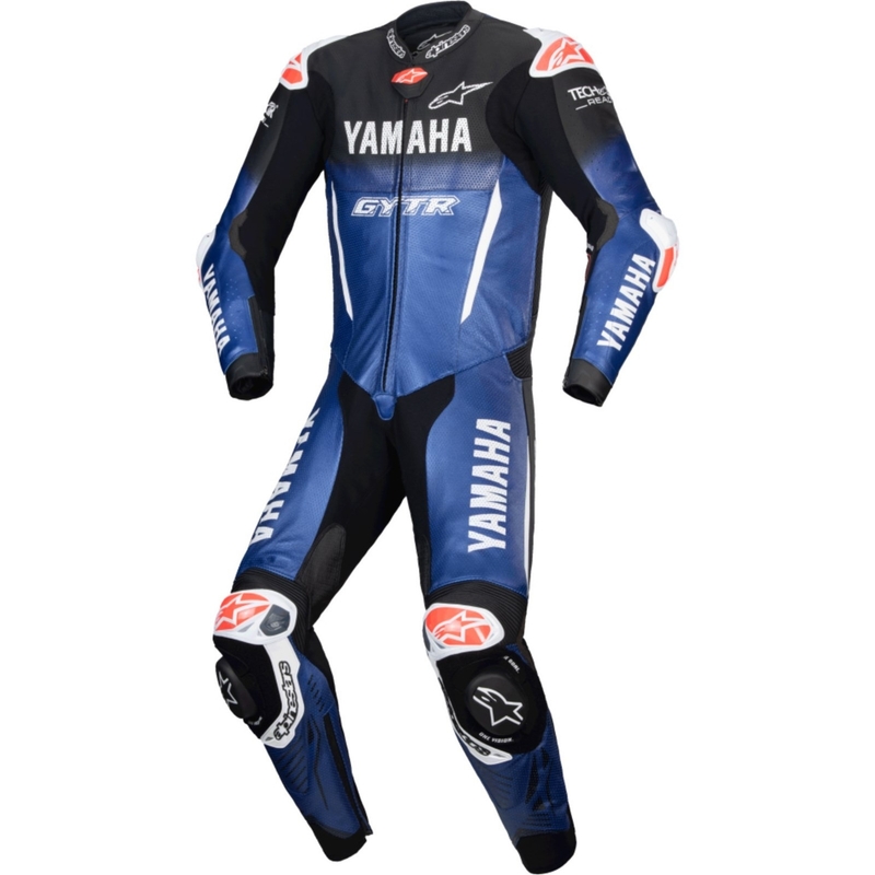 Enodelni usnjen motoristični kombinezon Alpinestars GP-R7 YAMAHA GYTR TECH-AIR, združljiv z kolekcijo modro-črno-belo-rdeče barve
