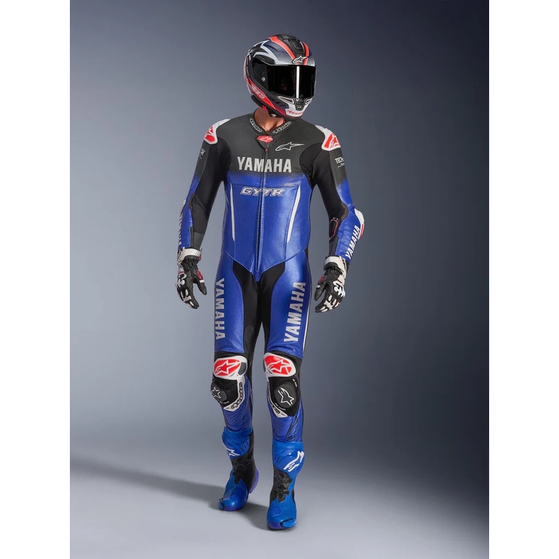 Enodelni usnjen motoristični kombinezon Alpinestars GP-R7 YAMAHA GYTR TECH-AIR, združljiv z kolekcijo modro-črno-belo-rdeče barve