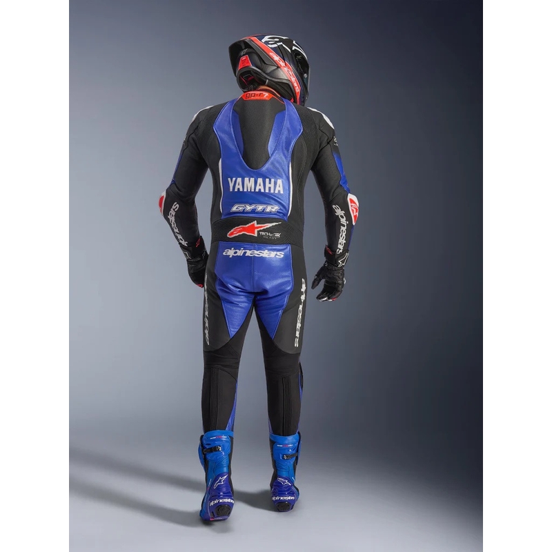 Enodelni usnjen motoristični kombinezon Alpinestars GP-R7 YAMAHA GYTR TECH-AIR, združljiv z kolekcijo modro-črno-belo-rdeče barve